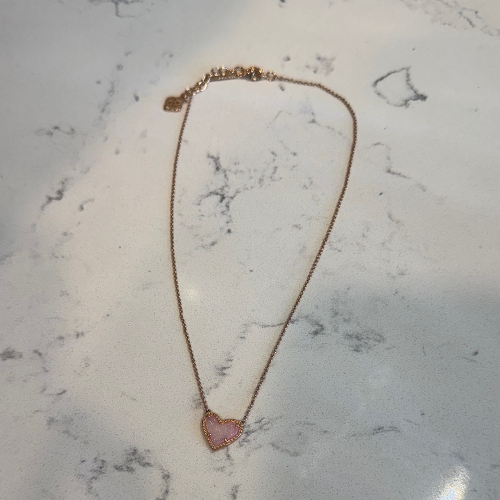 Kendra Scott Rose Gold Pink Heart Necklace